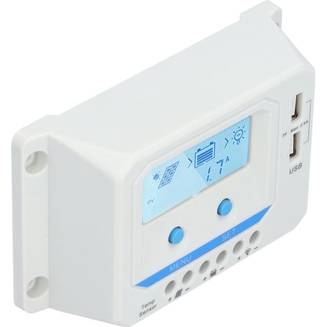 Solar-Laderegler mit LCD-Display, 3-stufiger PWM-Ladung, Schutzschaltung, Solarladeschutz für Ampeln (30 A) (1/5)