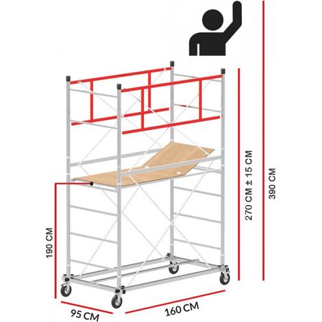 Echafaudage M4 LUX avec une base extractible (Hauteur de travail 3,9 m)