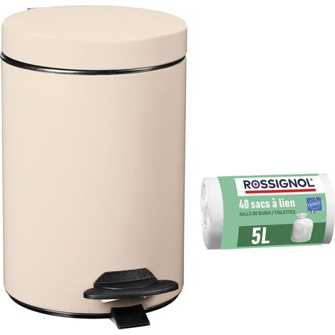 Poubelle de salle de bain à pédale 3L et 40 sacs poubelle 5L - CYJEU ROSSIGNOL (1/5)