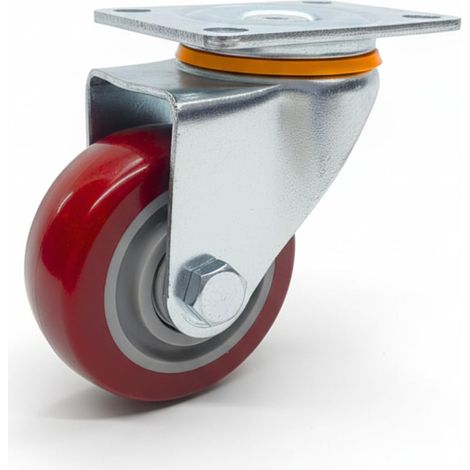 Set Rotella – Ruota Girevole 75 mm silenziosa in Poliuretano Antitraccia, Alta Portata, Anti-Corrosione, Rotazione 360°, Ideale per Carrelli, Scaffali, Banchi da lavoro,Attrezzature