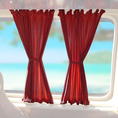 Rideaux De Fenêtre pour VW T4 1990-2003 Châssis Long Rouge (1/5)