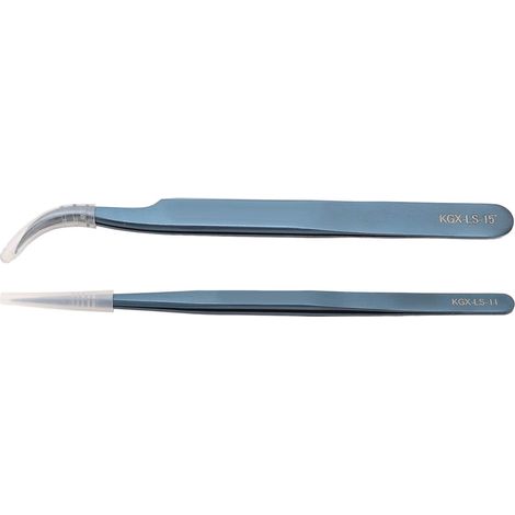 Tweezer Set Aluminum Alloy Curved Straight Head Anti Magnectic Accuracy Tweezer for PCB Soldering Blue