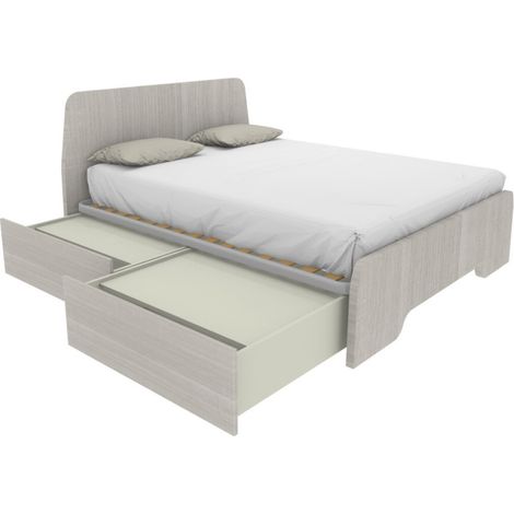 Letto matrimoniale 160x200 con testate sagomate e cassettoni - Rovere rock
