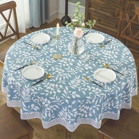 Round waterproof tablecloth 180 cm – Stain-resistant – Washable, made of PVC and polyester – For dining room and outdoor use (1/5)
