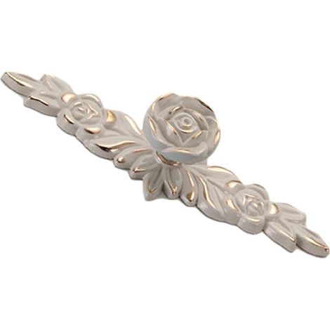 Euro Rose Cabinet Boutons Vintage Exquis 3D En Alliage De Zinc Fleur Tiroir Poignées Pour Cuisine Chambre Coucher Et Salle De Bains Feuille Ivoire Avec Garniture Dorée M. (1/5)