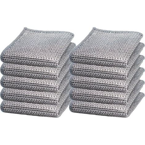 10 torchons en fil d'acier, torchons en fil d'acier pour usage humide et sec, torchons en fil d'acier, torchons en fil d'acier résistants aux rayures, torchons en fil d'acier réutilisables (1/5)