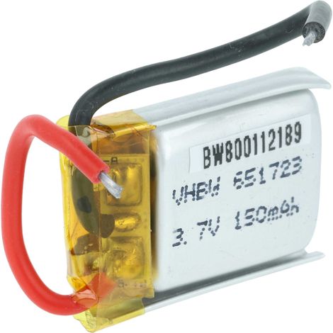 vhbw Akku für Modellbau z.B. Racing Car, Helikopter, Flugzeug (150mAh, 3,7V, Li-Polymer, 25 x 17,5 x 7,6 mm, 2 Pin Walkera)