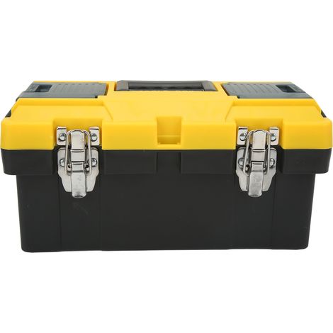 Boîte à outils 2 couches, coffre de rangement en plastique pour électricien et bricolage, 36,5 x 18,5 x 17,5 cm, épaisseur renforcée, fermoir en fer haut de gamme, portable (1/5)