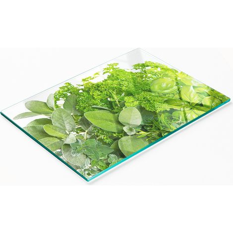 Tabla de hierbas decorativa multifuncional de vidrio templado para cocina, 80x52 cm (1/5)