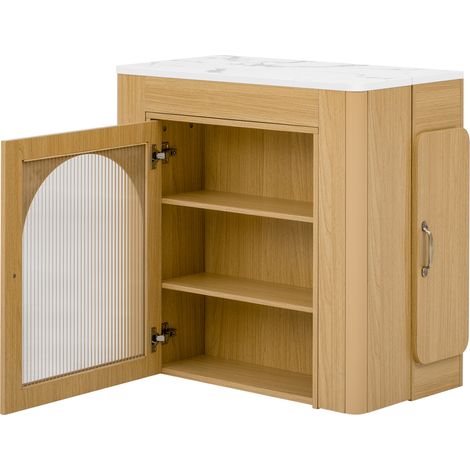 Mesa de comedor extensible con ruedas y tomas de corriente, color natural, 149,6 cm (1/5)