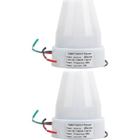 Lot de 2 interrupteurs de commande d'éclairage AC220V 10A, réglables et automatiques, avec capteur photoélectrique et contrôleur d'éclairage. (1/5)