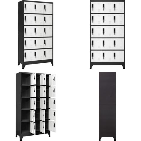 Schließfachschrank Anthrazit und Weiß 90x40x180 cm Stahl - Schliessfachschrank - Metallschrank - Garderobe - Bürobedarf - Lagerraum - Home & Living (1/5)