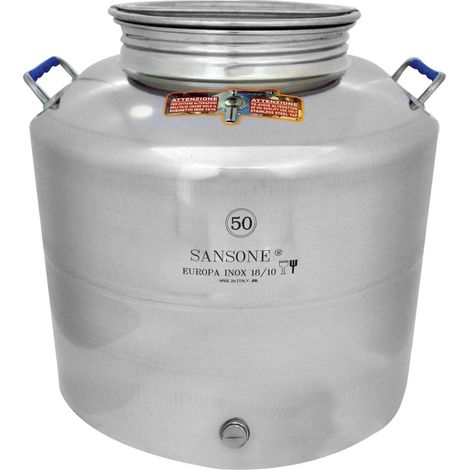 Bidone contenitore fusto acciaio inox per olio 50lt Sansone MODELLO EUROPA