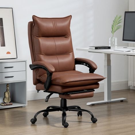 Sedia da ufficio massaggiante e riscaldata, sedia da ufficio, altezza regolabile, schienale reclinabile, 66x74x121,5 cm marrone