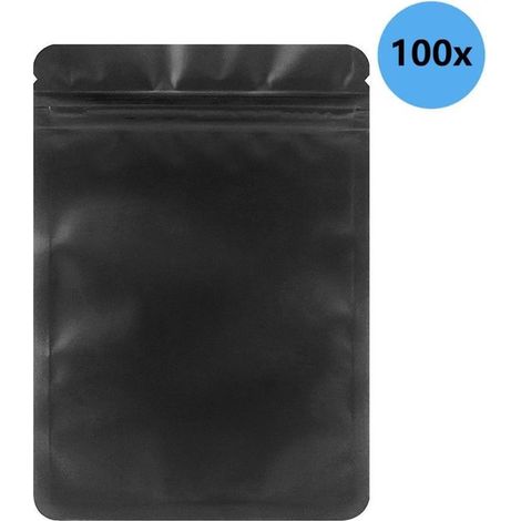 Paquete de 100 bolsas resellables,ideales para pequeños negocios,bolsas planas de doble cara,a prueba de olores,12x20cm,Negro (1/5)