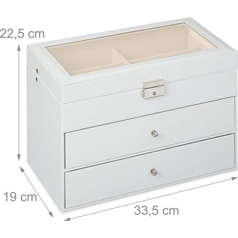 Pratica scatola portaoggetti per 18 paia di occhiali 22,5 x 33,5 x 19 cm design elegante in MDF crema 130016001