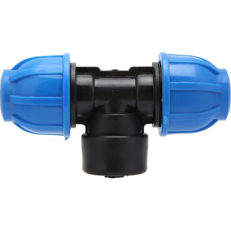 Raccord en T à double filetage femelle 20 mm vers G1/2 po pour tuyau d'eau en plastique PE (1/5)