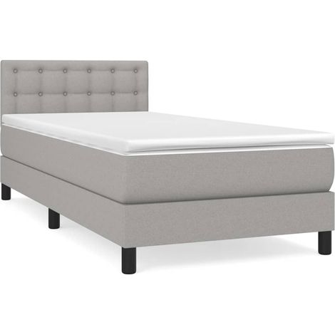Lattenrost mit Matratze Grau 90x200 cm Stoff