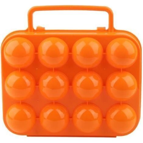 Dioche Egg Tray Double-Sided Plastic Egg Tray Storage Box with Handle Holds 12 Eggs (Orange) (1/4)