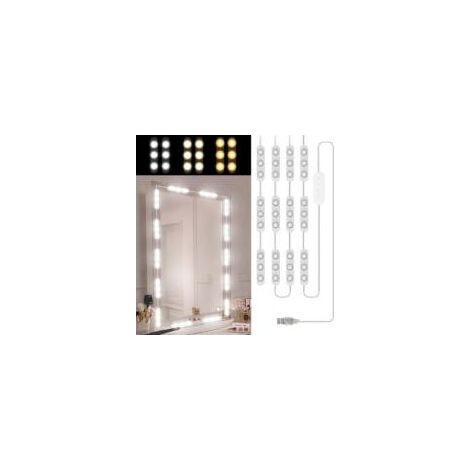 5M Lumière Miroir Coiffeuse avec 36 LED, 3 couleurs Dimmable Lumière de Miroir, Lampe Coiffeuse Maquillage, 10 Niveaux de Luminosité, Lampes de Maquillage pour Miroir de Maquillage Coiffeuse [C (1/4)