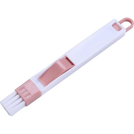 Brosse De Nettoyage 2 En 1 Avec Ramasse Poussière Pour Fentes Clavier Fenêtre Cuisine - Matériau App Rose - 1 Pièce