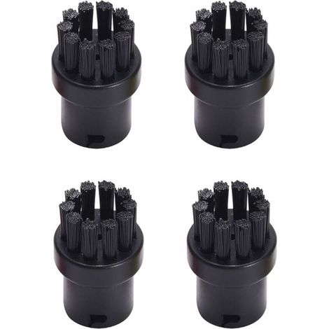 4 Pack Replacement Round Cleaning Brushes for Karcher SC1 SC2 SC3 SC4 SC5 SC7 Steam Cleaners (Black) (1/4)