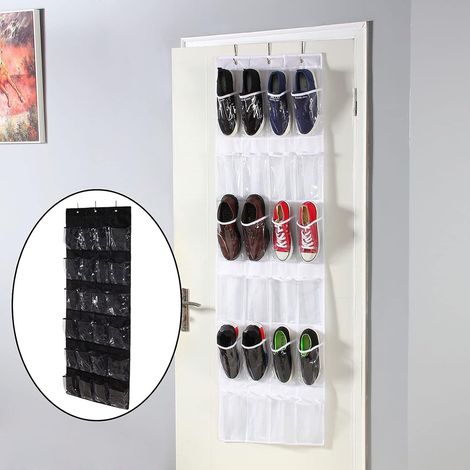 Armoire à chaussures 24 poches à étagères hautes - Noir (1/4)