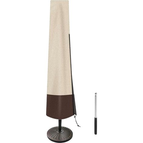 Housse de parasol imperméable - 183x25x35cm - Avec bâton - Anti-UV - Housse de parasol - Pour parasol droit - Résistant au soleil et à la poussière - Tissu Oxford - Beige (1/5)