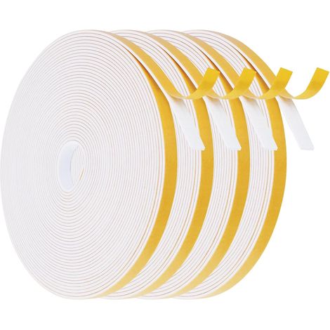Joint Fenetre Isolation Anti Froid, Joint Isolation pour Porte Fenêtre autocollante pour portes, Joint Fenêtre Isolation du bruit, Joint de fenêtre Joint en Mousse(10mm x 6mm x 20M, Blanc) (1/5)