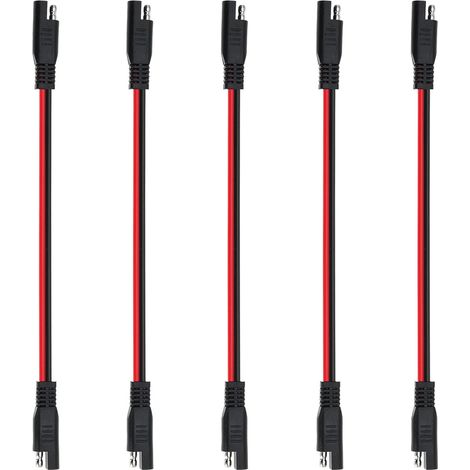 Lot de 5 Cable D'Extension SAE vers SAE 12AWG Câble de Connexion Câble-d'extension Faisceau 33CM Bouchon de Rallonge de Connecteur Automobile à Alimentation