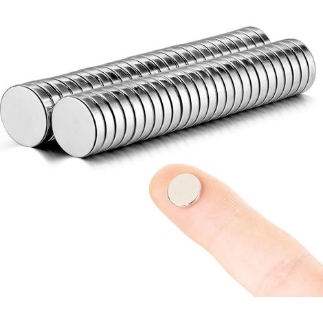 Aimants magnétiques ronds et fins pour réfrigérateurs, 10 mm x 2 mm, adaptés aux réfrigérateurs, aux travaux manuels de bureau et au bricolage. (1/5)