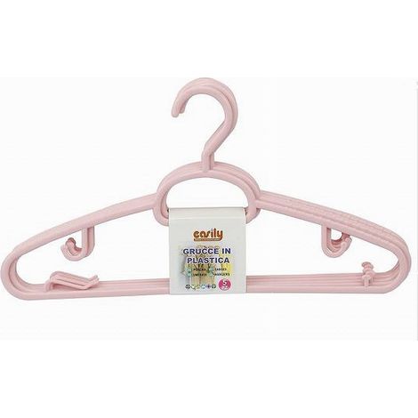 Cleafe - Set 5 Pz Grucce In Plastica Stampelle Appendiabito Pantaloni Giacche Rosa 79328 - (1/2)