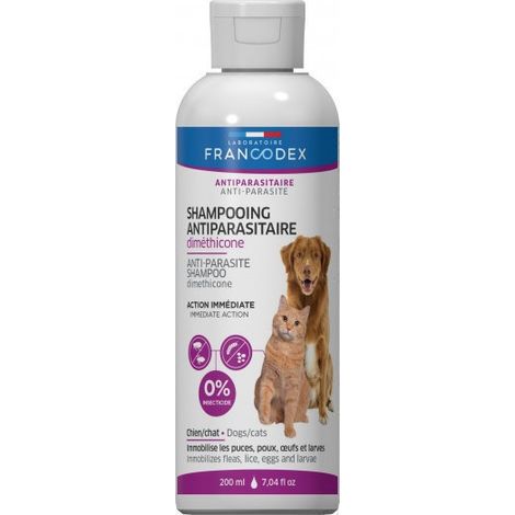 Shampooing Antiparasitaire Diméthicone 200ml Pour Chiens et Chats - Francodex