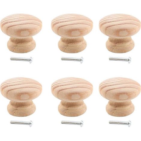 Set di 6 maniglie per porte in legno massello in stile nordico con viti (1/5)