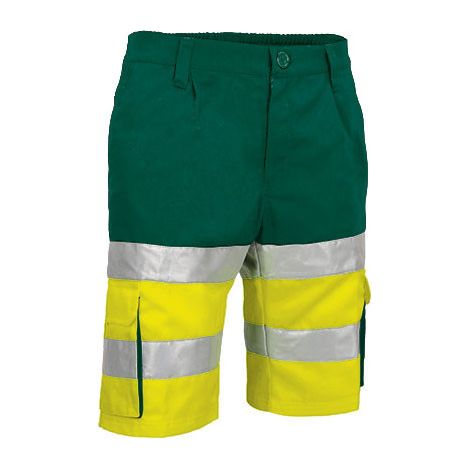 Bermuda de trabajo bicolor multibolsillos de Alta Visibilidad VALENTO BRANDON XL Amarillo fluor / Verde botella (1/3)