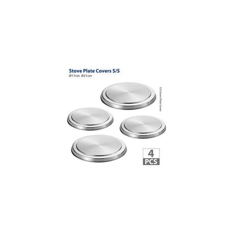 Protection Cuisinière électrique, couvre plaque en acier, Lot de 4, Acier inox, ø16 et 20 cm, mat (1/4)