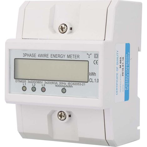 Dreiphasen-Digitalenergiezähler 4P (kWh) 220/380 V, 20-80 A, mit LCD-Anzeige (1/5)