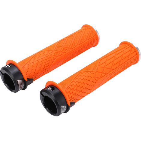 2PCS Poignées VTT Antidérapantes ENLEE, Confortables en TPR Caoutchouc pour Vélo de Montagne, Orange (1/5)