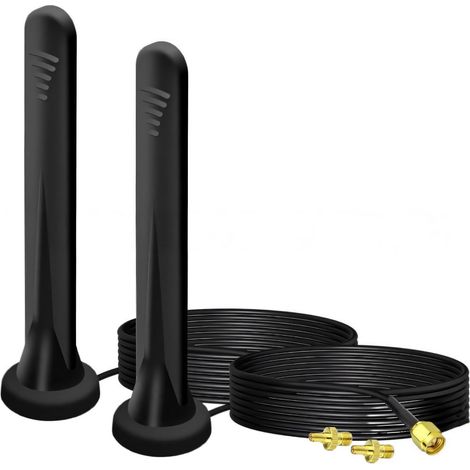 Antenne WiFi 4G/5G Double, 15dBi Omnidirectionnelle, 300cm Câble, Connecteurs TS-9/SMA, pour Routeur Mobile et Modem (1/5)
