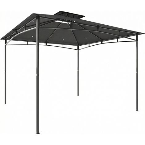 Gartenpavillon, 3 x 3 m, wasserabweisend, Doppeldach, dunkelgrau