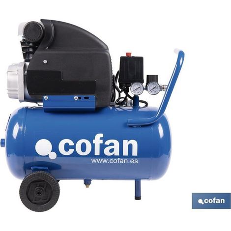 Koaxialkolben-Luftkompressor mit 2-PS-Motor und 24-l-Tank (8 bar bei 2850 U/min), einphasiger Kompressor 230 V