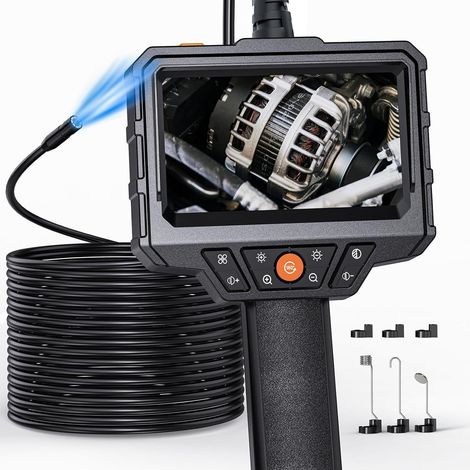 Cámara endoscópica con luz, boroscopio portátil HD 1080P de 4,3'' con 8 luces LED ajustables, cámara de inspección con cable semirrígido de 5 m, cámara impermeable IP67 para Swer, gadgets para hombres