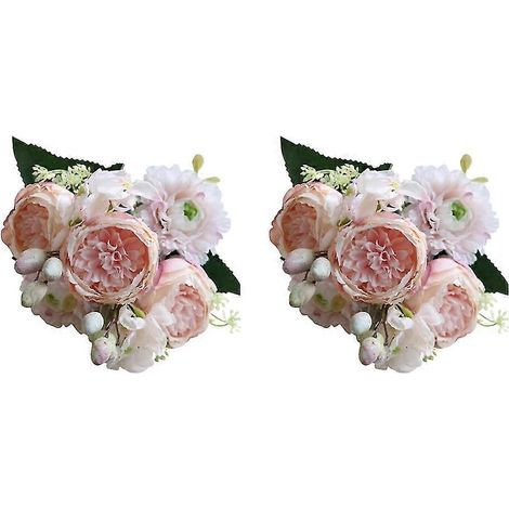 2 Stück künstlicher gefälschter Hortensien-Pfingstrosen-Blumenstrauß, Mittelstücke Hochzeitssträuße für Party Ho (1/5)