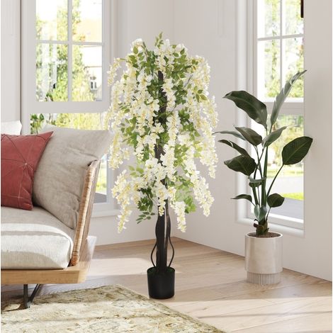 Pianta artificiale di glicine bianco 165 cm in plastica con vaso, per interni ed esterni (1/5)