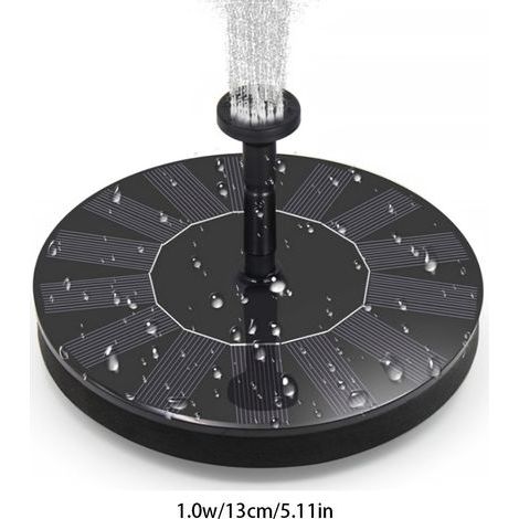 Pompe solaire pour fontaine 1,5 W 6 buses, alimentation solaire, économie d'énergie - Idéale pour les bains d'oiseaux, les bassins, les jardins, les piscines et les étangs à poissons en extérieur. (1/5)