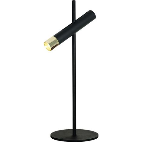 Lampe de Table à Poser LED 4W Noir Sablé et Doré Mat ZAMBELIS - Blanc chaud - 3000K (1/2)