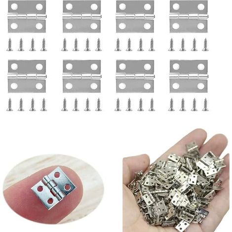 100pcs Blanc Mini Charnières Pliantes 4 Trous Petites Charnières Armoire Porte Tiroir Coffre Charnières,Pour meubles de maison, portes et fenêtres, etc. (1/5)