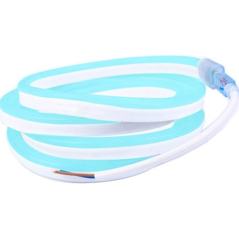 Ruban LED "néon flexible" Professionnel 12V EPISTAR 2835 120 LED/m de 5 mètres Bleu givré étanche (IP67) Longueur: 5 mètres - Transformateur: Alimentation Non-Inclus