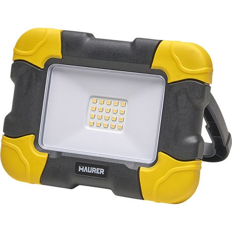 MAURER - Faretto Led Flat Ricaricabile 10 Watt. 800 Lumen Luce bianca 4000ºK Protezione IP44. Proiettore portatile Led Cantiere (1/4)