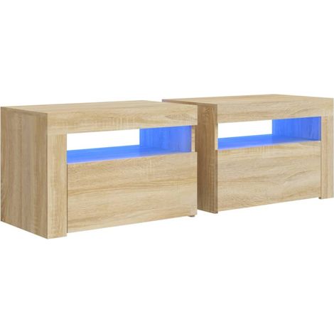 Maison Exclusive - Comodini 2 pz con Luci LED Rovere Sonoma 60x35x40 cm